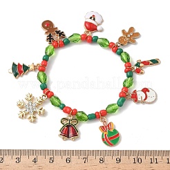 Christmas Alloy Enamel Charm Bracelets&nbsp;BJEW-B155-01B-KCG