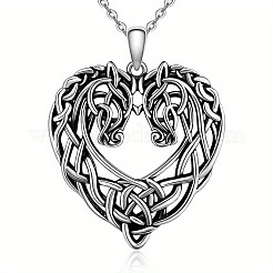 Alloy Viking Knot Heart Horse Pendant Necklaces&nbsp;FS-WG2DD1C-01