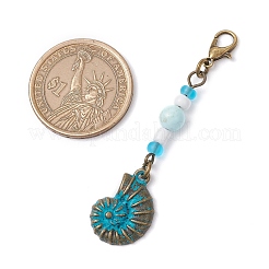 9Pcs Ocean Theme Alloy Charm & Glass Beads Pendant Decorations&nbsp;HJEW-JM03158