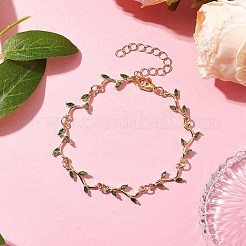 Brass Pave Green Cubic Zirconia Branch Links Bracelets for Women&nbsp;BJEW-JB10261