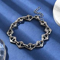 304 Stainless Steel Rhombus Link Chains Bracelets for Men & Women&nbsp;BJEW-D042-29P