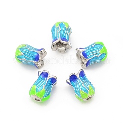 5-Petal Rack Plating Brass Enamel Bead Cap&nbsp;KK-P024-13P
