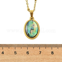 304 Stainless Steel Natural Paua Shell Pendant Satellite Chain Necklaces&nbsp;NJEW-JN06446-01