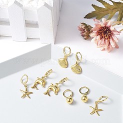 Ocean Theme Brass Huggie Hoop Earring&nbsp;EJEW-SZ0001-21G