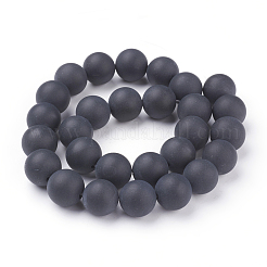 Natural Black Agate Beads Strands&nbsp;G-D543-14mm