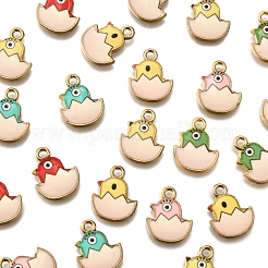 24Pcs 6 Colors Printed Light Gold Tone Alloy Pendants&nbsp;ENAM-FS0002-76