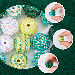 30Pcs 5 Style Round Resin Rhinestone Graduated Beads&nbsp;RESI-SC0003-05