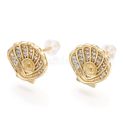 925 Sterling Silver Micro Pave Cubic Zirconia Stud Earring Findings&nbsp;STER-T004-40G