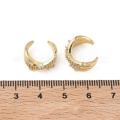 C-Shaped Brass Micro Pave Clear Cubic Zirconia Cuff Earrings&nbsp;EJEW-L316-01G-05