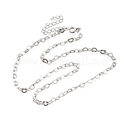 925 Sterling Silver Heart Link Chain Necklaces for Women&nbsp;NJEW-R025-01P