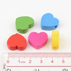 Mixed Color Heart Natural Wood Beads Nice for Children's Day Jewelry Making&nbsp;X-TB109Y