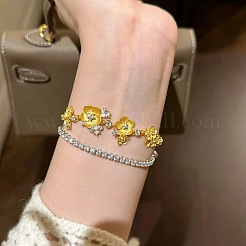 Brass Pave Cubic Zirconia Link Bracelets&nbsp;WGBE35A-02