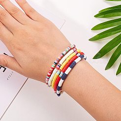 10Pcs 10 Style Handmade Polymer Clay Heishi Surfer Stretch Bracelets Set&nbsp;BJEW-SW00048