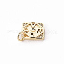 Brass Micro Pave Clear Cubic Zirconia Charms&nbsp;KK-Q765-010-NF
