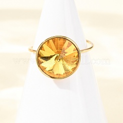 304 Stainless Steel with Glass Cuff Rings for Women&nbsp;RJEW-K309-41C