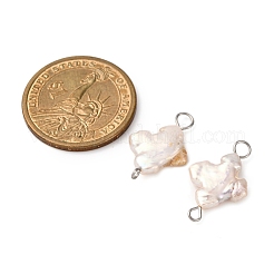 Natural Baroque Keshi Pearl Cross Connector Charms&nbsp;PALLOY-JF04208-01