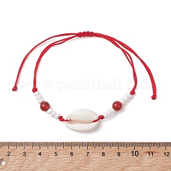 Natural Gemstone & Cowrie Shell Beads Braided Bead Bracelets&nbsp;BJEW-MZ00318