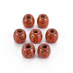 Printed Natural Wood Beads&nbsp;WOOD-S053-62A