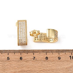Brass Micro Pave Cubic Zirconia J-Shaped Stud Earrings&nbsp;EJEW-B153-13G