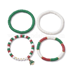 4Pcs 4 Style Handmade Polymer Clay Stretch Bracelets Set&nbsp;BJEW-TA00495