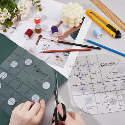 2Pcs Transparent Acrylic Alignment T-Shirt Rulers&nbsp;AJEW-DC0002-17B