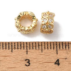 Long-Lasting Plated Brass Micro Pave Clear Cubic Zirconia European Beads&nbsp;KK-K381-18A-G02