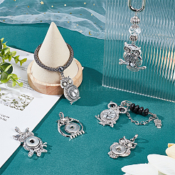 6Pcs 6 Style Alloy Rhinestone Hang Snap Base Pendants&nbsp;FIND-NB0003-51
