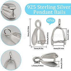 6Pcs 925 Sterling Silver Pendant Bails&nbsp;STER-SC0001-30