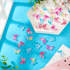 32Pcs 4 Colors Butterfly Transparent Resin Cabochons&nbsp;RESI-TA0004-44