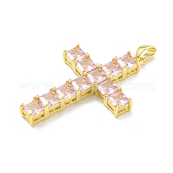 Brass Micro Pave Cubic Zirconia Pendants&nbsp;KK-L073-002G-01