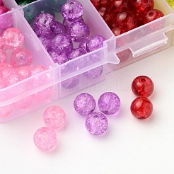 Spray Painted Transparent Crackle Glass Beads Strands&nbsp;CCG-X0002-6mm-B