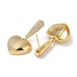 Brass Pave Cubic Zirconia Stud Earrings for Women&nbsp;EJEW-M258-09G