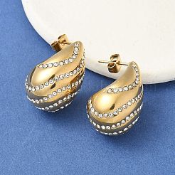 304 Stainless Steel Teardrop Stud Earrings&nbsp;EJEW-B108-07G