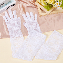 Polyester Long Lace Gloves&nbsp;AJEW-WH20011-95A
