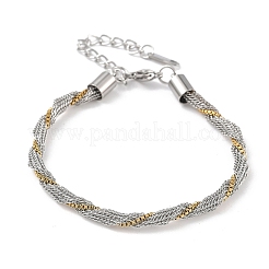 Two Tone 304 Stainless Steel Box Chain Rolled Bracelets for Women Men&nbsp;BJEW-Q028-01GP