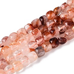 Gradient Color Natural Red Hematoid Quartz/Ferruginous Quartz Beads Strands&nbsp;G-N342-134