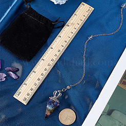 1Pc Clear Resin & Gemstone Chips Hexagonal Cone Pendant Dowsing Pendulums&nbsp;AJEW-SC0002-30