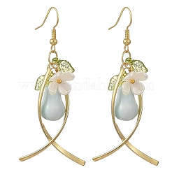 Handmade Porcelain & Brass Dangle Earrings for Women&nbsp;EJEW-JE07508