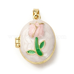 Brass Enamel Locket Pendants&nbsp;KK-F912-05C-G