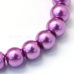 Baking Paint Pearlized Glass Pearl Round Bead Strands&nbsp;X-HY-Q003-10mm-16