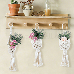3Pcs 3 Styles Woven Cotton Hanging Storage Bags&nbsp;AJEW-FH0008-86