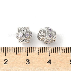 Brass Micro Pave Cubic Zirconia European Beads&nbsp;KK-U067-07P