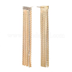 Clear Cubic Zirconia Chain Tassel Dangle Stud Earrings&nbsp;EJEW-G321-19G