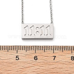 304 Stainless Steel 11:11 Number Rectangle Pendant Necklace with Cable Chains for Women&nbsp;NJEW-NH0001-04P