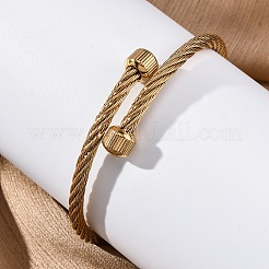 304 Stainless Steel Torque Bangles for Women&nbsp;BJEW-P310-15G