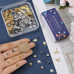 60Pcs 2 Colors Star 304 Stainless Steel Stud Earring Findings&nbsp;STAS-SC0007-95