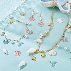 66Pcs 9 Styles Natural Shell & Zinc Alloy Enamel Pendants Kits&nbsp;FIND-GA0007-91