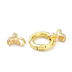 Brass Micro Pave Clear Cubic Zirconia Fold Over Clasps&nbsp;ZIRC-P085-02G