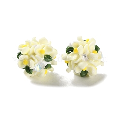 Luminous Polymer Clay Rhinestone Floral Ball Beads&nbsp;CLAY-U002-01B