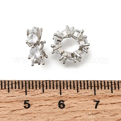 Heart Brass Micro Pave Clear Cubic Zirconia European Beads&nbsp;KK-Z156-10P